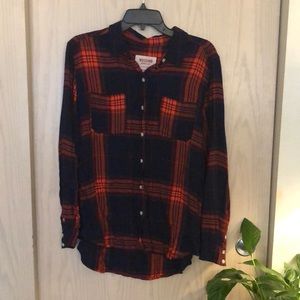 Navy and Orange Plaid Shirt